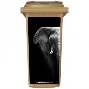 Elephant On Black Background Wheelie Bin Sticker Panel